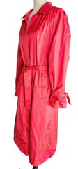 Vintage 80s Paris Sport Club Red Belted Long Nylon Trench Coat Women’s 7/8 M