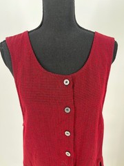 Vtg 90s FADS Red Black Gingham Grunge Dress M Button Front Cottagecore Teacher