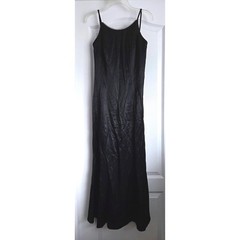 VTG Jessica McClintock Gunne Sax Black Satin Rhinestone Trim Maxi Gown Dress 7/8