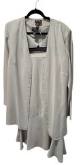 Vintage 3 Piece Set MTM Fashion Gray Silver Studded Skirt, Shirt & Jacket Size M