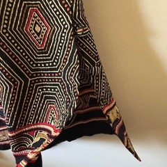 Vintage 1960s / 70s Leonard Paris Dress black orange red geometric floral