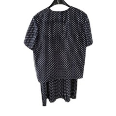 Kasper for A.S.L. Navy White Print Top & Pleated Skirt Set Size 16