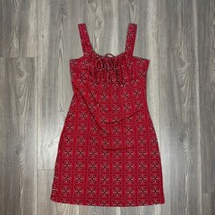 Vintage Y2K 90s Red Bandana Print Mini Dress – SIZE L Festival Concert Western