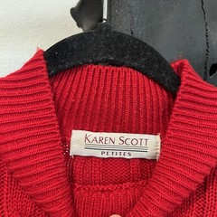 Vintage Karen Scott Petites M Women’s Cable Knit Red Holiday Sweater 90’s Y2K