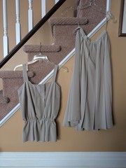Frank Usher Vintage 3 Pieces, Skirt & Camisole Top & Jacket, Taupe, Size 38