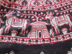 1970s Hippie boho INDIA Hand Blocked Wrap Skirt Paisley,Peacocks ,Symbols ethnic