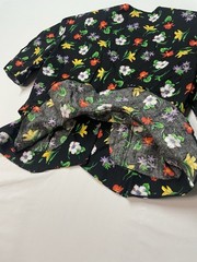 Vtg Stuart Alan Peplum Floral Top Short sleeve V-neck Shoulder Pads Black Size10