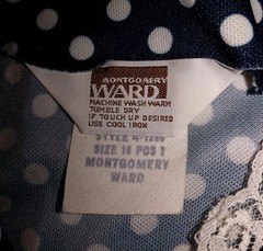 Vintage MW 60s Women’s Sz16 Navy Blue Polkadot Midi Dress PinUp/Rockabilly Retro