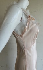 1940s Artemis Ballet Pink Bias Cut Nightgown Slip Dress w/ Tulle & Ribbon Work