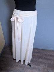 70s Cream Maxi Skirt; Vintage Lightweight Polyester Long Skirt