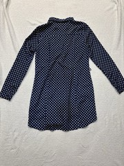 R N B Navy Blue Polka Dot Button Long Sleeve Dress – Size Medium Missing Belt
