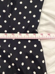 Vintage 90s Polka Dot Lace Cutout Midi Dress Size 7 8 Retro Sweetheart Pinup Vtg