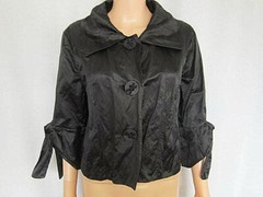 Vintage V Cristina Womens Jacket Large Black 3/4 Sleeves Polyester & Cotton