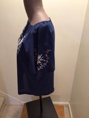 Vintage 80s Lily Brand Navy Blue Embroidered Blouse Size 36eu