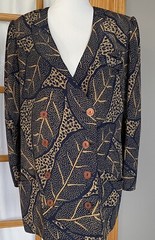 Lori Max USA Blazer Jacket Womens 14 Beige Black Double Breasted Buttons Career