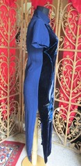Vietnamese Cheongsam Midnight Blue Velvet Dress Polyester Glitter Special Occa