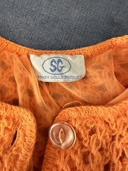 Vintage Sidney Gould Sweater Jacket Cardigan Orange Chunky Knit 1950s