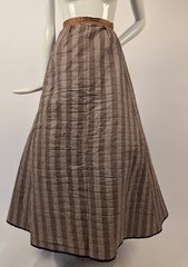 VICTORIAN 1870’S 2 PATTERN PRINT COTTON STRIPED QUILTED SKIRT 