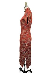 VTG Qipao Cheongsam Red Satin Dress Womens 12 Hong Kong