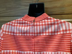Vintage Red White Check Long Sleeve Micro Mini Dress Mid Mod Medium