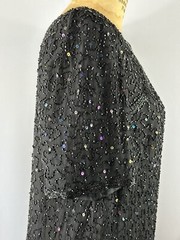 Beaded Drama Special Occasion Dress Black Beads Iridescent Sequins Formal 16WP