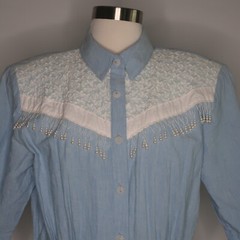 VTG 80’s d Frank Country Retro Washed Denim Fringed Beaded Romper USA Made Sz 10