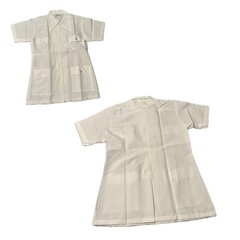 Vintage 1970s White Zip Front Safari Blouse Shirt Short Sleeve Medium ^