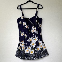 Vtg 1950s Swim Suit Dress Cotton Pin Up Playsuit Floral Plus Size Retro Betty