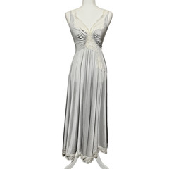 Vintage Olga Gold Designer Collection SILVER & LACE Nightgown size Medium 9277