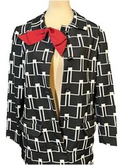 Vintage 1960s Leonard Arkin Paris Mod Op Art Geometric Print Shirtdress Sz 14