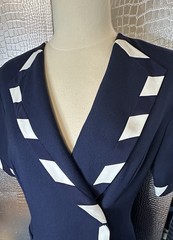 Sandra Ow-wing For N.R.1 Vintage Navy Blue & White Button Down Dress
