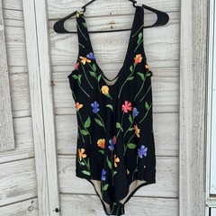 Vtg 90’s Christina Women’s Plus 22W Neon One Piece Swimsuit Black