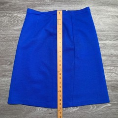 Vintage Gibi 60s 70s Blue Wool Skirt Suit Set Sz. 14 Italy