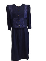 Miss Dorby Dress, Petite SZ 12P, Tie Back, Crochet Shoulder pads Zip Vintage 80s