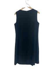 Vintage 90s Donna Ricco Black Shift Dress Rhinestone Buckle Detail Size 14 LBD