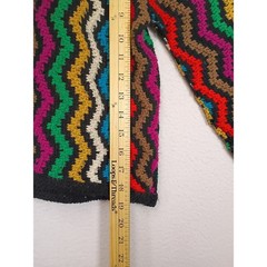 Vintage 70s Lerner Shops Womens M Multicolor Zigzag Chevron Knit Open Cardigan