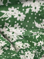 Vintage 60’s 70’s Women’s Sleeveless Green White Cottagecore Floral Dress Small