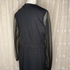 Vintage Puritan Forever Young Long Black Maxi Dress Sheer Sleeves Medium