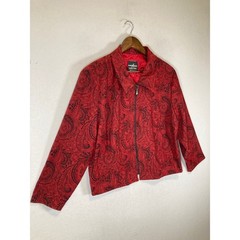 Vintage Aesthetic Positive Attitude Women Petite 22 Red Paisley Zip Jacket