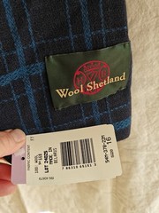 Vintage NOS Harve Benard Wool Jacket Blue And Black Plaid With Suede Collar 90s