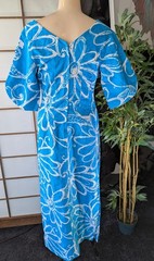 Vtg 60s MCINERNY By SYDNEY Honolulu Traditional Floral Maxi Dress Sz Modern Sz S