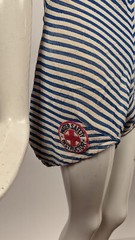 VINTAGE 1940’S BLUE + WHITE STRIPED WATER SAFETY INST BATHING SUIT W OPEN BACK