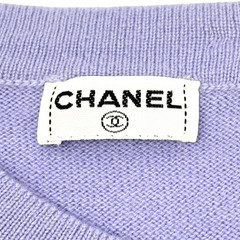 CHANEL Vintage CC Logo Button Cashmere Knit Top T-shirt Purple Blue