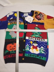 Vintage NWT Croft Barrow Holiday Teacher Months Grandma Knit Cardigan Sweater Sm