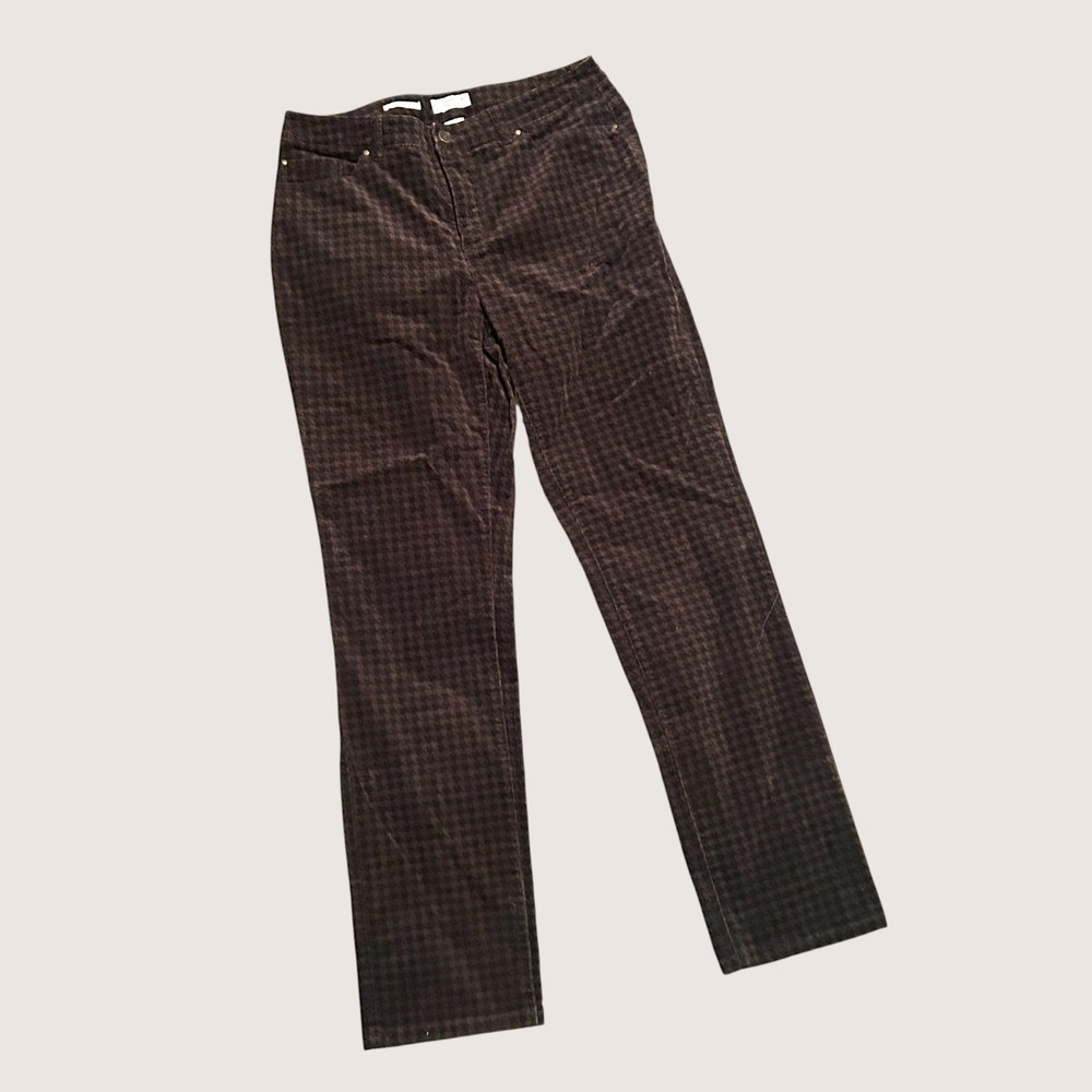 Charter Club Lexington Straight Pants Women’s Size 8 Black & Brown Houndstooth