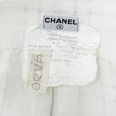 CHANEL Vintage CC Logo Checked Button Up Shirt #38 White Cotton Pocket 902289