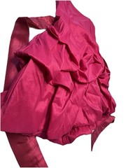 90s Vintage Tiered Bubble Skirt Hot Pink Bow Sash Prom Wedding Evening Dress 2XL