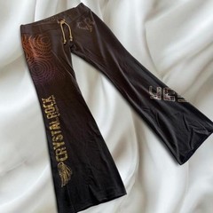 Y2K vintage Crystal Rock by Christian Audigier Ed Hardy graphic flare sweatpants