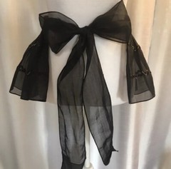 Sassy Vintage Madras w/Black Voile Skirt Apron & Long Ties 1960’s