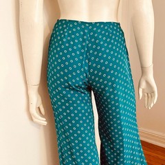 Vintage BUS STOP Silky 1970s Peplum Blouse High Waisted Trousers Pant Suit XS